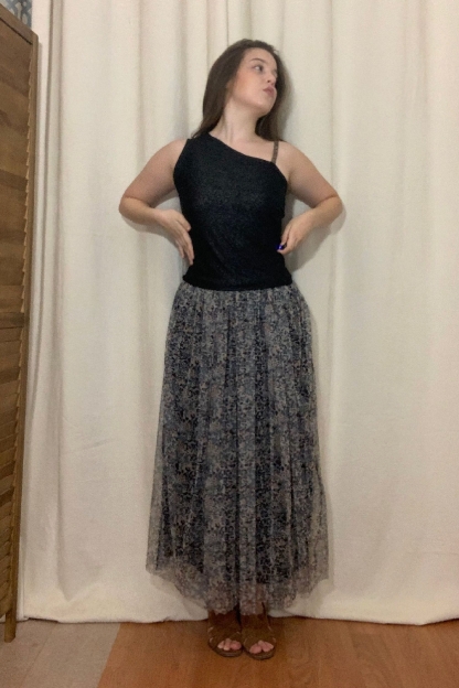 Φουστα μαξι με τουλι με φλοραλ σχέδιο